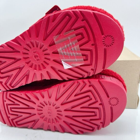 Ugg Fluffita Platform Sheepskin Slides Slippers Ribbon Red Womens US 8 - NEW - Picture 9 of 10